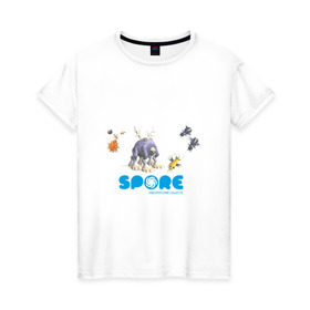 Женская футболка хлопок с принтом Spore (3) в Белгороде, 100% хлопок | прямой крой, круглый вырез горловины, длина до линии бедер, слегка спущенное плечо | игры | лаборатория существ | спор