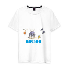 Мужская футболка хлопок с принтом Spore (3) в Белгороде, 100% хлопок | прямой крой, круглый вырез горловины, длина до линии бедер, слегка спущенное плечо. | игры | лаборатория существ | спор
