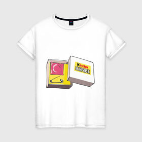 Женская футболка хлопок с принтом Киндер сюрприз в Белгороде, 100% хлопок | прямой крой, круглый вырез горловины, длина до линии бедер, слегка спущенное плечо | kinder | киндер | сюрприз