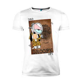 Мужская футболка премиум с принтом Droopy в Белгороде, 92% хлопок, 8% лайкра | приталенный силуэт, круглый вырез ворота, длина до линии бедра, короткий рукав | droopy | друпи