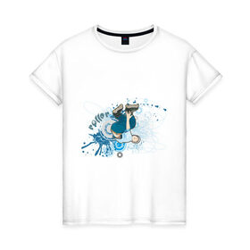 Женская футболка хлопок с принтом Роллер в Белгороде, 100% хлопок | прямой крой, круглый вырез горловины, длина до линии бедер, слегка спущенное плечо | катание на роликах | ролики | роллер | экстрим