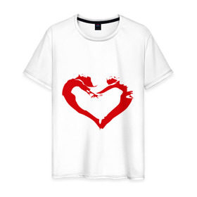 Мужская футболка хлопок с принтом Он и она в Белгороде, 100% хлопок | прямой крой, круглый вырез горловины, длина до линии бедер, слегка спущенное плечо. | валентинка | валентинов день | день влюбленных | день всех влюбленных | день святого валентина | сердечко | сердце