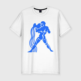 Мужская футболка премиум с принтом Водолей (2) в Белгороде, 92% хлопок, 8% лайкра | приталенный силуэт, круглый вырез ворота, длина до линии бедра, короткий рукав | zodiac | водолей | гороскоп | знаки зодиака