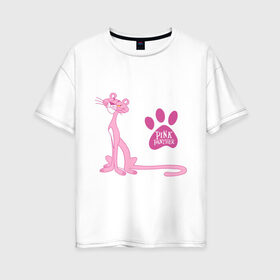 Женская футболка хлопок Oversize с принтом Розовая Пантера в Белгороде, 100% хлопок | свободный крой, круглый ворот, спущенный рукав, длина до линии бедер
 | pink panther | розовая пантера