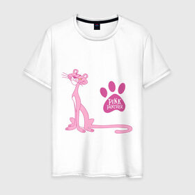 Мужская футболка хлопок с принтом Розовая Пантера в Белгороде, 100% хлопок | прямой крой, круглый вырез горловины, длина до линии бедер, слегка спущенное плечо. | Тематика изображения на принте: pink panther | розовая пантера