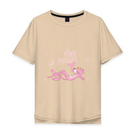 Мужская футболка хлопок Oversize с принтом Pink panther в Белгороде, 100% хлопок | свободный крой, круглый ворот, “спинка” длиннее передней части | Тематика изображения на принте: pink panther | розовая пантера