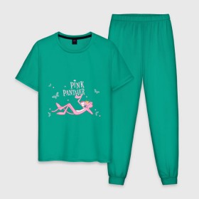 Мужская пижама хлопок с принтом Pink panther в Белгороде, 100% хлопок | брюки и футболка прямого кроя, без карманов, на брюках мягкая резинка на поясе и по низу штанин
 | pink panther | розовая пантера