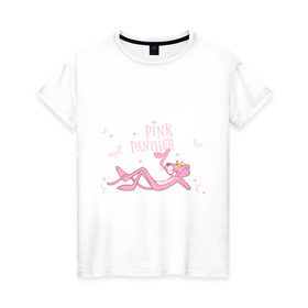 Женская футболка хлопок с принтом Pink panther в Белгороде, 100% хлопок | прямой крой, круглый вырез горловины, длина до линии бедер, слегка спущенное плечо | pink panther | розовая пантера