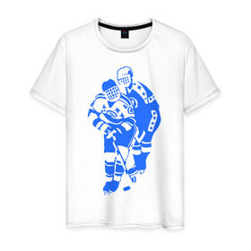 Мужская футболка хлопок с принтом Хоккеисты в Белгороде, 100% хлопок | прямой крой, круглый вырез горловины, длина до линии бедер, слегка спущенное плечо. | кхл | нхл | хокей | хоккеист | хоккеисты | хоккей | хоккейный спорт