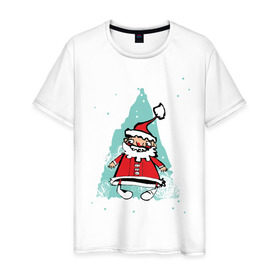 Мужская футболка хлопок с принтом Дед_мороз (3) в Белгороде, 100% хлопок | прямой крой, круглый вырез горловины, длина до линии бедер, слегка спущенное плечо. | 2012 | new year | дед | дед мороз | нг | новый 2012 | новый год | санта | санта клаус