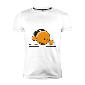 Мужская футболка премиум с принтом Смайл DJ в Белгороде, 92% хлопок, 8% лайкра | приталенный силуэт, круглый вырез ворота, длина до линии бедра, короткий рукав | deejay | dj | smile | диджей | смайл | смайлик | улыбка