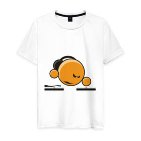 Мужская футболка хлопок с принтом Смайл DJ в Белгороде, 100% хлопок | прямой крой, круглый вырез горловины, длина до линии бедер, слегка спущенное плечо. | deejay | dj | smile | диджей | смайл | смайлик | улыбка