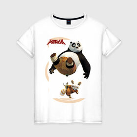 Женская футболка хлопок с принтом Kung Fu Panda 2 в Белгороде, 100% хлопок | прямой крой, круглый вырез горловины, длина до линии бедер, слегка спущенное плечо | панда