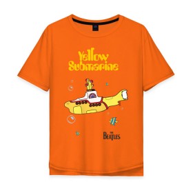 Мужская футболка хлопок Oversize с принтом Yellow submarine в Белгороде, 100% хлопок | свободный крой, круглый ворот, “спинка” длиннее передней части | beatles | rock | yellow submarine | битлз | желтая подводная лодка | рок