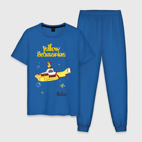 Мужская пижама хлопок с принтом Yellow submarine в Белгороде, 100% хлопок | брюки и футболка прямого кроя, без карманов, на брюках мягкая резинка на поясе и по низу штанин
 | beatles | rock | yellow submarine | битлз | желтая подводная лодка | рок