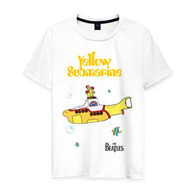 Мужская футболка хлопок с принтом Yellow submarine в Белгороде, 100% хлопок | прямой крой, круглый вырез горловины, длина до линии бедер, слегка спущенное плечо. | beatles | rock | yellow submarine | битлз | желтая подводная лодка | рок