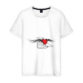 Мужская футболка хлопок с принтом Switch on my love в Белгороде, 100% хлопок | прямой крой, круглый вырез горловины, длина до линии бедер, слегка спущенное плечо. | 