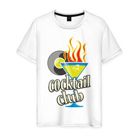 Мужская футболка хлопок с принтом Клубный коктейль в Белгороде, 100% хлопок | прямой крой, круглый вырез горловины, длина до линии бедер, слегка спущенное плечо. | cocktail | бар | клубный коктейль | коктейль