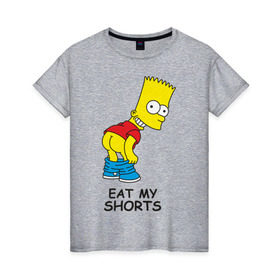 Женская футболка хлопок с принтом Eat my shorts в Белгороде, 100% хлопок | прямой крой, круглый вырез горловины, длина до линии бедер, слегка спущенное плечо | гомер