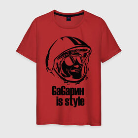 Мужская футболка хлопок с принтом GaGarin 01 в Белгороде, 100% хлопок | прямой крой, круглый вырез горловины, длина до линии бедер, слегка спущенное плечо. | 