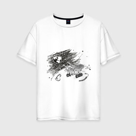 Женская футболка хлопок Oversize с принтом луноход в Белгороде, 100% хлопок | свободный крой, круглый ворот, спущенный рукав, длина до линии бедер
 | вакуум | космос | луна | планета земля