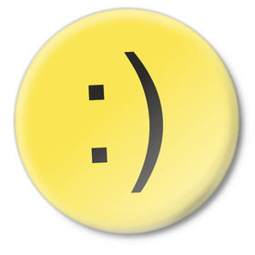 Значок с принтом Смайл в Белгороде,  металл | круглая форма, металлическая застежка в виде булавки | Тематика изображения на принте: smile | смайл | смайлик | улыбка