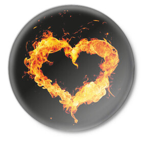 Значок с принтом Огненое сердце в Белгороде,  металл | круглая форма, металлическая застежка в виде булавки | 