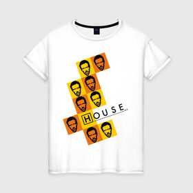 Женская футболка хлопок с принтом Доктор Хаус (2) в Белгороде, 100% хлопок | прямой крой, круглый вырез горловины, длина до линии бедер, слегка спущенное плечо | house | house md | доктор хауз | доктор хаус | хауз | хаус | хью лори