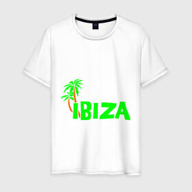 Мужская футболка хлопок с принтом Ibiza в Белгороде, 100% хлопок | прямой крой, круглый вырез горловины, длина до линии бедер, слегка спущенное плечо. | ibiza | ибица | пальмы | фестиваль