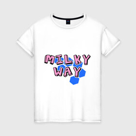 Женская футболка хлопок с принтом Milky way в Белгороде, 100% хлопок | прямой крой, круглый вырез горловины, длина до линии бедер, слегка спущенное плечо | dance | milkyway | tecktonick | tektonic | tektonik | клуб | танцевать | тектоник | тиктоник