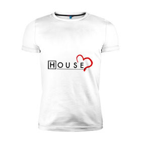 Мужская футболка премиум с принтом House love в Белгороде, 92% хлопок, 8% лайкра | приталенный силуэт, круглый вырез ворота, длина до линии бедра, короткий рукав | everybody lies | haus | house | все лгут | доктор | хауз | хаус | хью лори