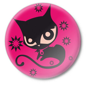 Значок с принтом Doom kitty (1) в Белгороде,  металл | круглая форма, металлическая застежка в виде булавки | cat | kiti | kittie | kitty | кот | котэ | кошка