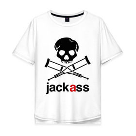 Мужская футболка хлопок Oversize с принтом Jackass (Чудаки) в Белгороде, 100% хлопок | свободный крой, круглый ворот, “спинка” длиннее передней части | Тематика изображения на принте: jackas | придурки | чудаки