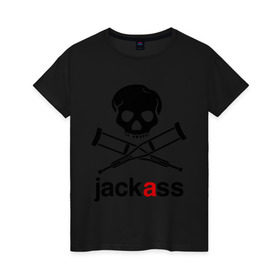 Женская футболка хлопок с принтом Jackass (Чудаки) в Белгороде, 100% хлопок | прямой крой, круглый вырез горловины, длина до линии бедер, слегка спущенное плечо | jackas | придурки | чудаки