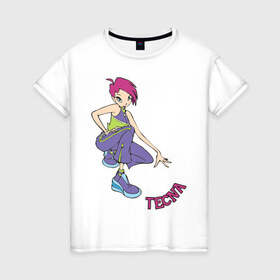 Женская футболка хлопок с принтом winX tecna в Белгороде, 100% хлопок | прямой крой, круглый вырез горловины, длина до линии бедер, слегка спущенное плечо | 