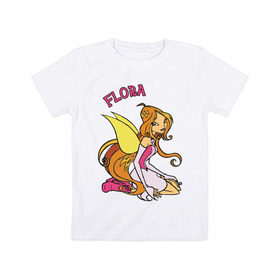 Детская футболка хлопок с принтом winX flora (1) в Белгороде, 100% хлопок | круглый вырез горловины, полуприлегающий силуэт, длина до линии бедер | Тематика изображения на принте: 