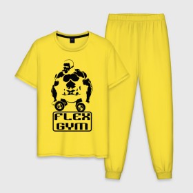 Мужская пижама хлопок с принтом Flex gym в Белгороде, 100% хлопок | брюки и футболка прямого кроя, без карманов, на брюках мягкая резинка на поясе и по низу штанин
 | powerlifting