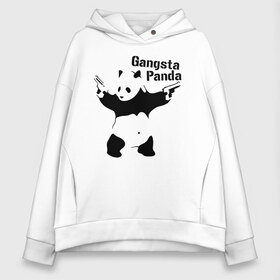 Женское худи Oversize хлопок с принтом Gangsta Panda в Белгороде, френч-терри — 70% хлопок, 30% полиэстер. Мягкий теплый начес внутри —100% хлопок | боковые карманы, эластичные манжеты и нижняя кромка, капюшон на магнитной кнопке | панда