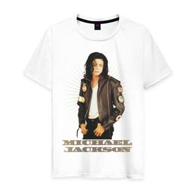 Мужская футболка хлопок с принтом Michael Jackson (4) в Белгороде, 100% хлопок | прямой крой, круглый вырез горловины, длина до линии бедер, слегка спущенное плечо. | jackson | michael | mj | pop | джексон | майкл | майкл джексон | поп