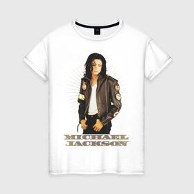 Женская футболка хлопок с принтом Michael Jackson (4) в Белгороде, 100% хлопок | прямой крой, круглый вырез горловины, длина до линии бедер, слегка спущенное плечо | jackson | michael | mj | pop | джексон | майкл | майкл джексон | поп