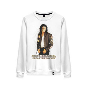 Женский свитшот хлопок с принтом Michael Jackson (4) в Белгороде, 100% хлопок | прямой крой, круглый вырез, на манжетах и по низу широкая трикотажная резинка  | jackson | michael | mj | pop | джексон | майкл | майкл джексон | поп