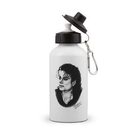 Бутылка спортивная с принтом Michael Jackson (6) в Белгороде, металл | емкость — 500 мл, в комплекте две пластиковые крышки и карабин для крепления | jackson | michael | pop | джексон | майкл | майкл джексон | поп