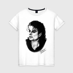 Женская футболка хлопок с принтом Michael Jackson (6) в Белгороде, 100% хлопок | прямой крой, круглый вырез горловины, длина до линии бедер, слегка спущенное плечо | Тематика изображения на принте: jackson | michael | pop | джексон | майкл | майкл джексон | поп