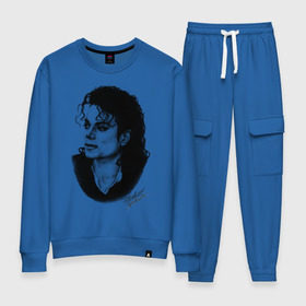 Женский костюм хлопок с принтом Michael Jackson (6) в Белгороде, 100% хлопок | на свитшоте круглая горловина, мягкая резинка по низу. Брюки заужены к низу, на них два вида карманов: два 