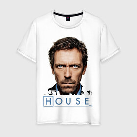 Мужская футболка хлопок с принтом House в Белгороде, 100% хлопок | прямой крой, круглый вырез горловины, длина до линии бедер, слегка спущенное плечо. | everybody lies | haus | house | все лгут | доктор | хауз | хаус | хью лори