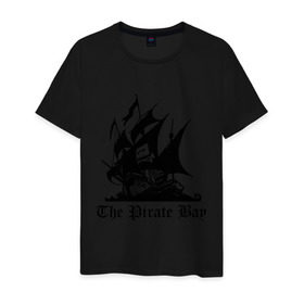 Мужская футболка хлопок с принтом The Pirate Bay в Белгороде, 100% хлопок | прямой крой, круглый вырез горловины, длина до линии бедер, слегка спущенное плечо. | the pirate bay | torrent | пиратская бухта | торрент