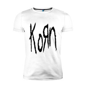 Мужская футболка премиум с принтом Korn в Белгороде, 92% хлопок, 8% лайкра | приталенный силуэт, круглый вырез ворота, длина до линии бедра, короткий рукав | Тематика изображения на принте: korn | metal | rock | корн | логотип | метал | музыка | рок | рок группа | рок группы