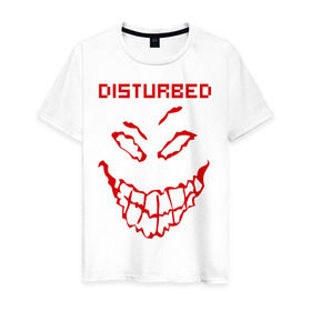 Мужская футболка хлопок с принтом Disturbed в Белгороде, 100% хлопок | прямой крой, круглый вырез горловины, длина до линии бедер, слегка спущенное плечо. | Тематика изображения на принте: disturbed