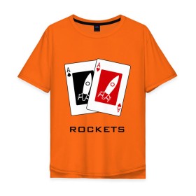 Мужская футболка хлопок Oversize с принтом AA Rockets в Белгороде, 100% хлопок | свободный крой, круглый ворот, “спинка” длиннее передней части | Тематика изображения на принте: ace | poker | rocket | rockets | карты | покер | ракеты | туз | тузы