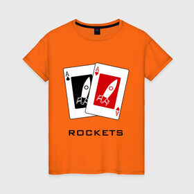 Женская футболка хлопок с принтом AA Rockets в Белгороде, 100% хлопок | прямой крой, круглый вырез горловины, длина до линии бедер, слегка спущенное плечо | ace | poker | rocket | rockets | карты | покер | ракеты | туз | тузы